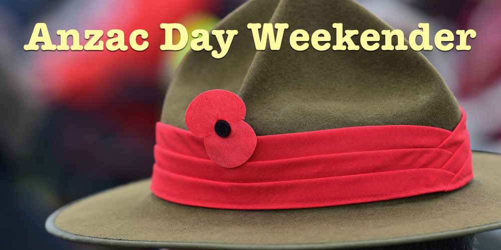 Anzac Day Weekender image of lemon squeezer hat with poppy